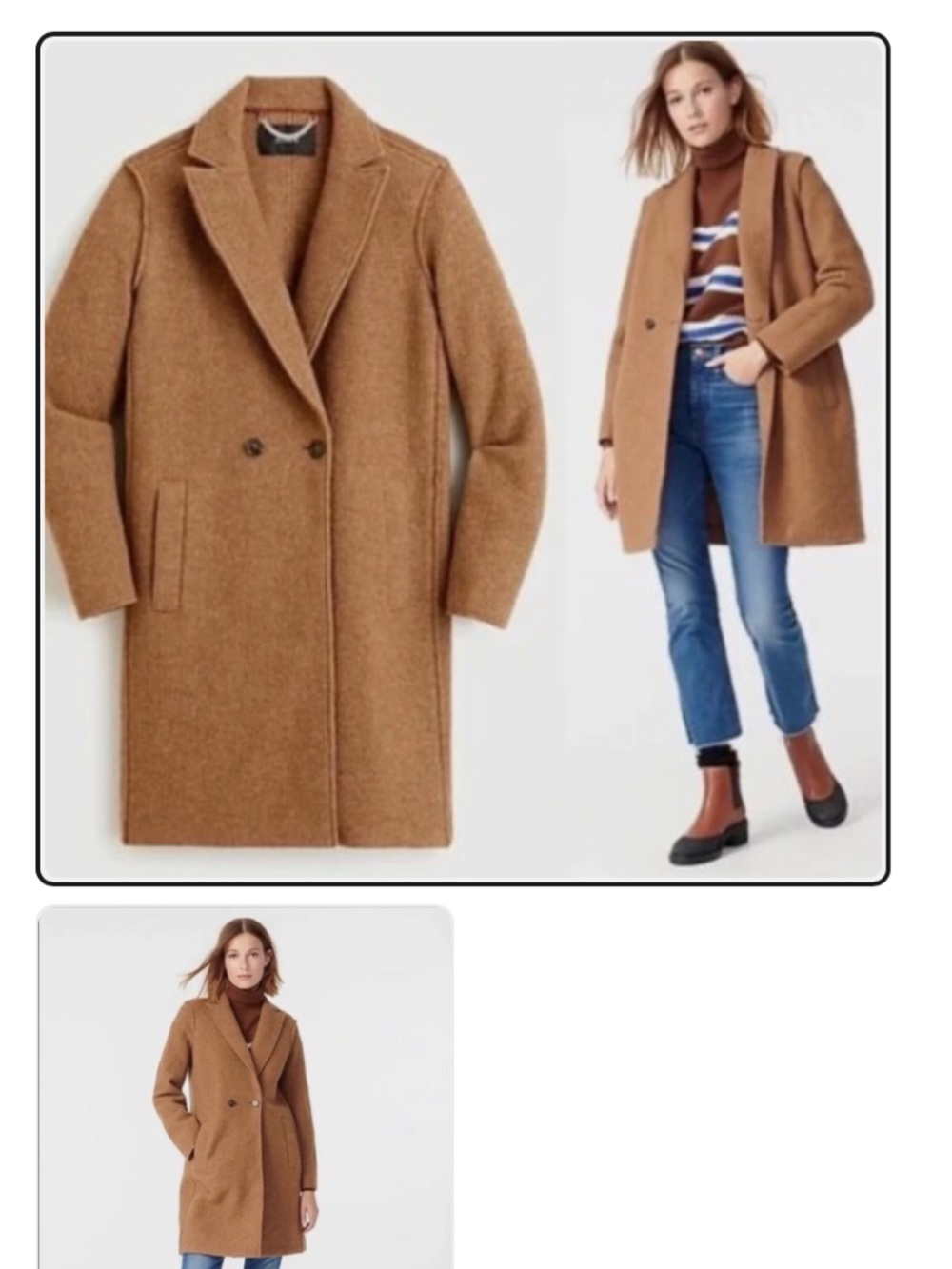 J. Crew Double Daphne Boiled Wool Top coat double breasted Camel color